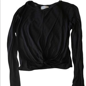 Gaze Long-Sleeve Black Crop Top T-shirt, size S